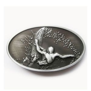 Surfer surboard surfing blue surf belt buckle. Crafted to fit a standard 1.5"